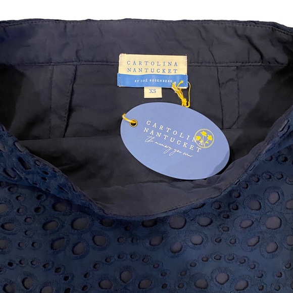 Cartolina Nantucket The Emma Navy Blue Eyelet Floral Skirt - Picture 12 of 14